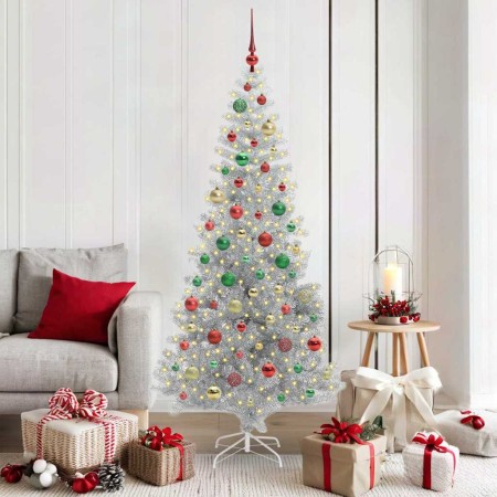 Árbol de Navidad con 300 LED con soporte Plateado 180 cm PET
