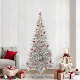 Árbol de Navidad con 300 LED con soporte Plateado 210 cm PET