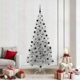 Árbol de Navidad con 300 LED con soporte Plateado 210 cm PET
