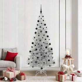 Árbol de Navidad con 300 LED con soporte Plateado 210 cm PET