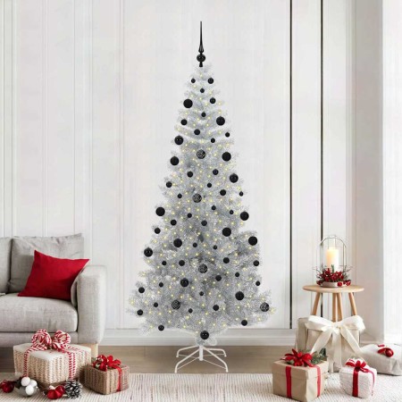 Árbol de Navidad con 300 LED con soporte Plateado 210 cm PET