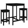 Set de mesa y taburetes altos jardín 3 pzas madera pino negro