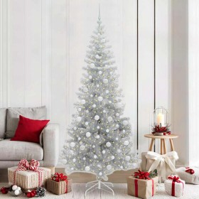 Árbol de Navidad con 300 LED con soporte Plateado 210 cm PET