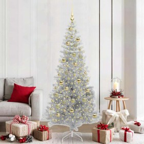 Árbol de Navidad con 300 LED con soporte Plateado 210 cm PET