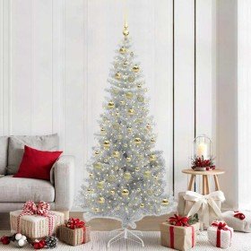 Árbol de Navidad con 300 LED con soporte Plateado 210 cm PET