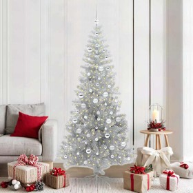Árbol de Navidad con 300 LED con soporte Plateado 210 cm PET