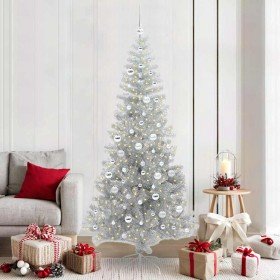 Árbol de Navidad con 300 LED con soporte Plateado 210 cm PET