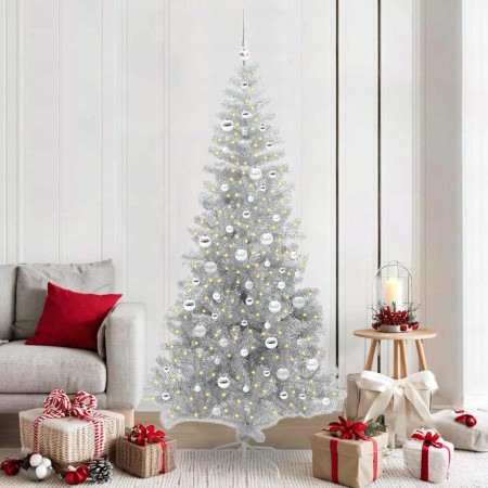Árbol de Navidad con 300 LED con soporte Plateado 210 cm PET