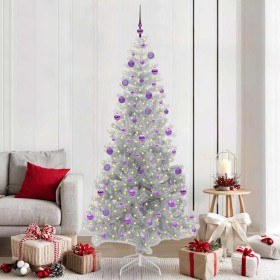 Árbol de Navidad con 300 LED con soporte Plateado 210 cm PET
