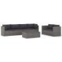 Set de sofás de jardín 7 piezas y cojines ratán sintético gris