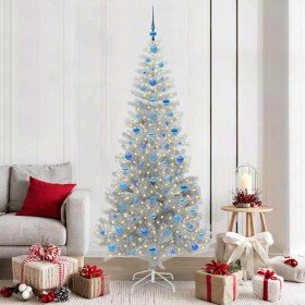 Árbol de Navidad con 300 LED con soporte Plateado 210 cm PET