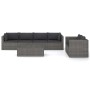 Set de sofás de jardín 7 piezas y cojines ratán sintético gris