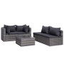 Set de sofás de jardín 7 piezas y cojines ratán sintético gris