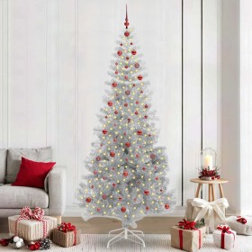 Árbol de Navidad con 300 LED con soporte Plateado 240 cm PET