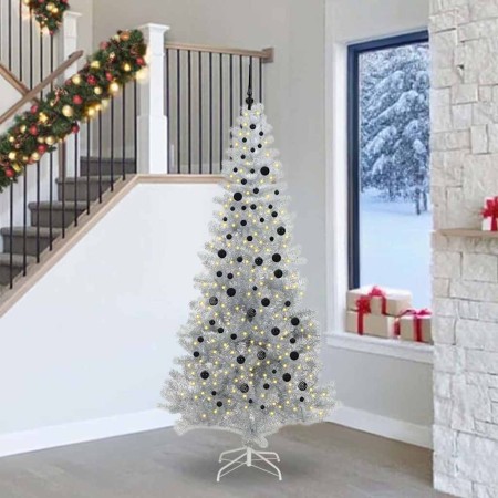 Árbol de Navidad con 300 LED con soporte Plateado 240 cm PET