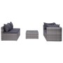 Set de sofás de jardín 7 piezas y cojines ratán sintético gris