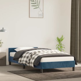 Dark blue velvet bed frame with headboard 100x200 cm by vidaXL, Beds and slatted bases - Ref: Foro24-347559, Price: 82,61 €, ...