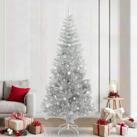 Árbol de Navidad con 300 LED con soporte Plateado 240 cm PET