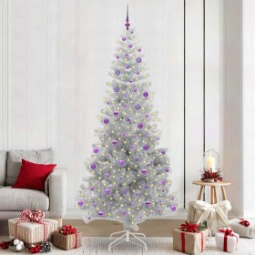 Árbol de Navidad con 300 LED con soporte Plateado 240 cm PET