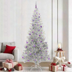 Árbol de Navidad con 300 LED con soporte Plateado 240 cm PET
