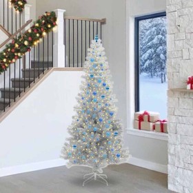 Árbol de Navidad con 300 LED con soporte Plateado 240 cm PET