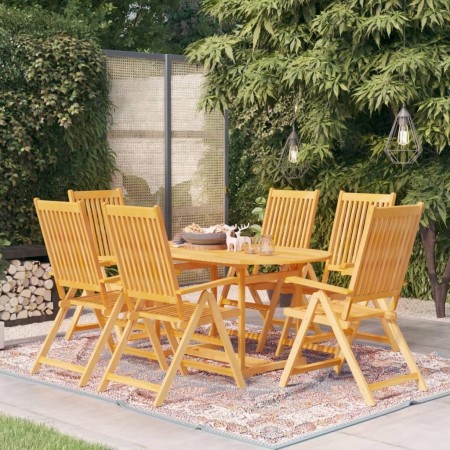 Conjunto de comedor de jardín 7 piezas madera maciza de teca