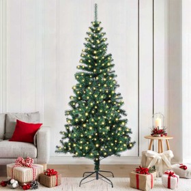 Árbol de Navidad Artificial Preiluminado Verde 210 cm