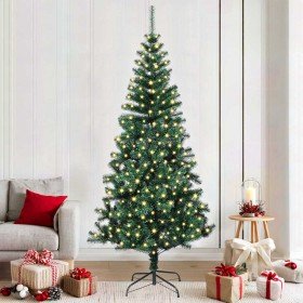 Árbol de Navidad Artificial Preiluminado Verde 210 cm