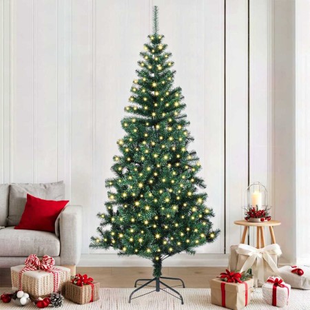 Árbol de Navidad Artificial Preiluminado Verde 210 cm