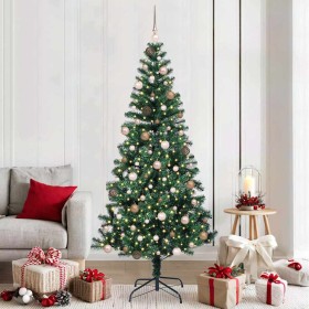 Árbol de Navidad Artificial Preiluminado Verde 210 cm