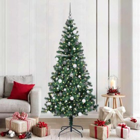 Árbol de Navidad Artificial Preiluminado Verde 210 cm
