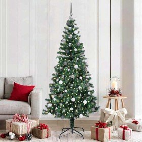 Árbol de Navidad Artificial Preiluminado Verde 210 cm