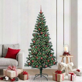 Árbol de Navidad Artificial Preiluminado Verde 210 cm