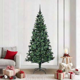 Árbol de Navidad Artificial Preiluminado Verde 210 cm