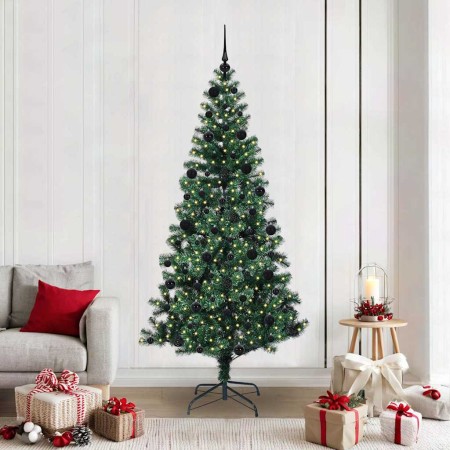 Árbol de Navidad Artificial Preiluminado Verde 210 cm