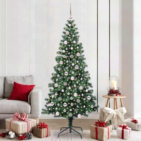 Árbol de Navidad Artificial Preiluminado Verde 210 cm