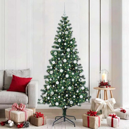 Árbol de Navidad Artificial Preiluminado Verde 210 cm