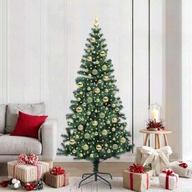 Árbol de Navidad Artificial Preiluminado Verde 210 cm