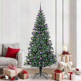 Árbol de Navidad Artificial Preiluminado Verde 210 cm