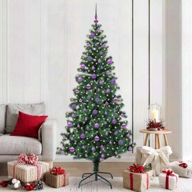 Árbol de Navidad Artificial Preiluminado Verde 210 cm