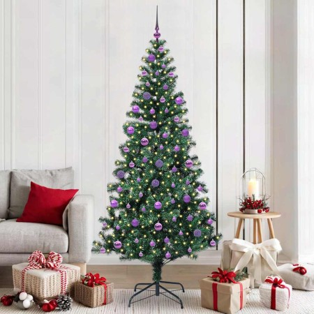 Árbol de Navidad Artificial Preiluminado Verde 210 cm