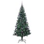Árbol de Navidad Artificial Preiluminado Verde 210 cm