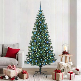 Árbol de Navidad Artificial Preiluminado Verde 210 cm