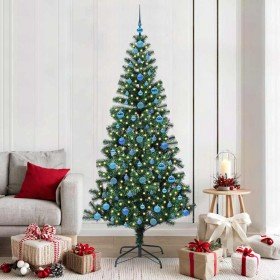 Árbol de Navidad Artificial Preiluminado Verde 210 cm