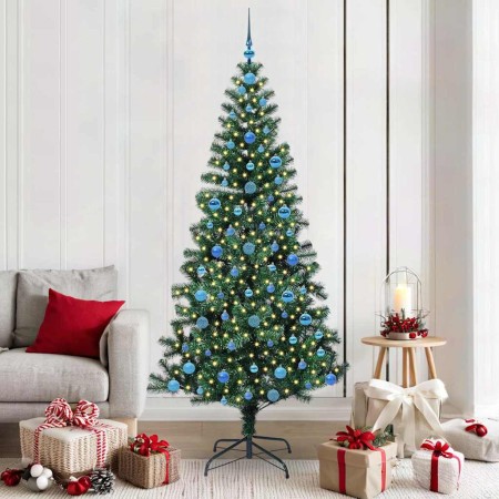 Árbol de Navidad Artificial Preiluminado Verde 210 cm