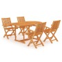 Conjunto de comedor de jardín 5 piezas madera maciza de teca