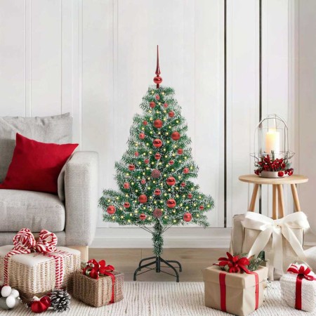 Árbol de Navidad Artificial Nevado con Luz LED Verde y 120 cm