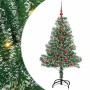 Árbol de Navidad Artificial Nevado con Luz LED Verde y 120 cm