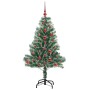 Árbol de Navidad Artificial Nevado con Luz LED Verde y 120 cm