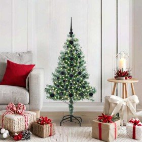 Árbol de Navidad Artificial Nevado con Luz LED Verde y 120 cm